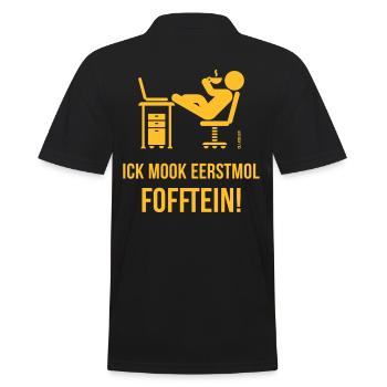 Ick Mook Eerstmol Fofftein! (Plattdeutsch / Platt) - Männer Poloshirt - Schwarz - Hinten - Kai (181cm)