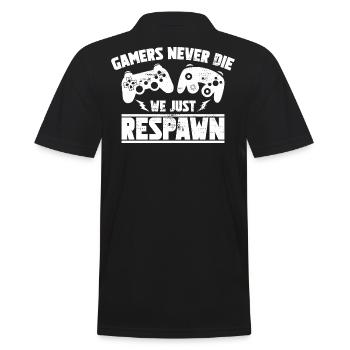 Gamers Jamais le juste Respawn - Gamers Gift - Polo Homme - noir - Dos - Kai (181cm)