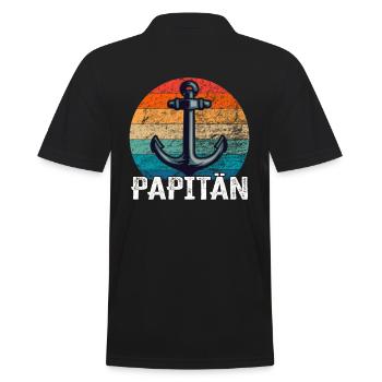 Papitän und Anker - für den besten Papa der Welt - Männer Poloshirt - Schwarz - Hinten - Kai (181cm)