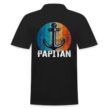 Papitän und Anker - für den besten Papa der Welt - Männer Poloshirt - Schwarz - Hinten - Kai (181cm)