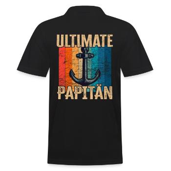 Papitän und Anker - für den besten Papa der Welt - Männer Poloshirt - Schwarz - Hinten - Kai (181cm)