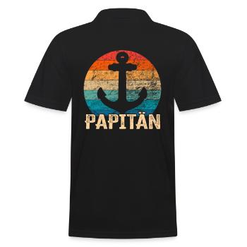 Papitän und Anker - für den besten Papa der Welt - Männer Poloshirt - Schwarz - Hinten - Kai (181cm)