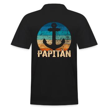 Papitän und Anker - für den besten Papa der Welt - Männer Poloshirt - Schwarz - Hinten - Kai (181cm)