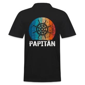Papitän und Ruder - für den besten Papa der Welt - Männer Poloshirt - Schwarz - Hinten - Kai (181cm)