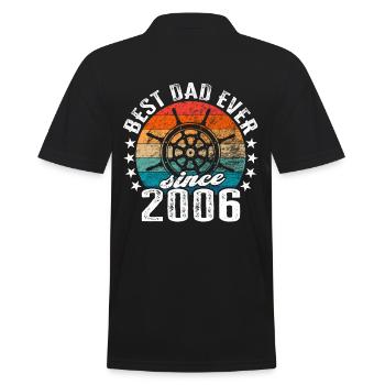 Bester Papa der Welt seit 2006 Kapitän - Männer Poloshirt - Schwarz - Hinten - Kai (181cm)