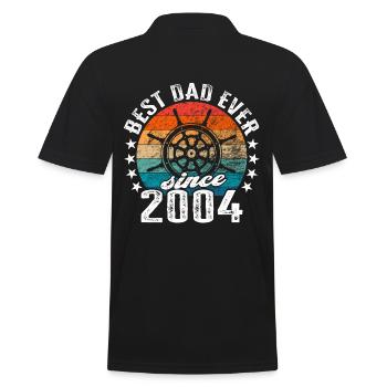 Bester Papa der Welt seit 2004 Kapitän - Männer Poloshirt - Schwarz - Hinten - Kai (181cm)