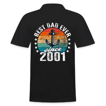 Bester Papa der Welt seit 2001 Anker - Männer Poloshirt - Schwarz - Hinten - Kai (181cm)
