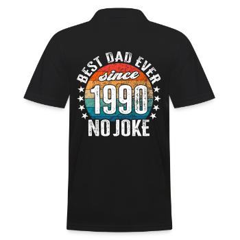 Bester Papa der Welt seit 1990 Kapitän - Männer Poloshirt - Schwarz - Hinten - Kai (181cm)