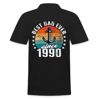 Bester Papa der Welt seit 1990 Kapitän - Männer Poloshirt - Schwarz - Hinten - Kai (181cm)