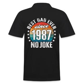 Bester Papa der Welt seit 1987 No Joke - Männer Poloshirt - Schwarz - Hinten - Kai (181cm)
