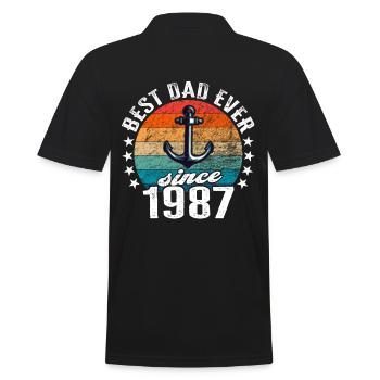 Meilleur père du monde depuis 1987 présentateur - Polo Homme - noir - Dos - Kai (181cm)