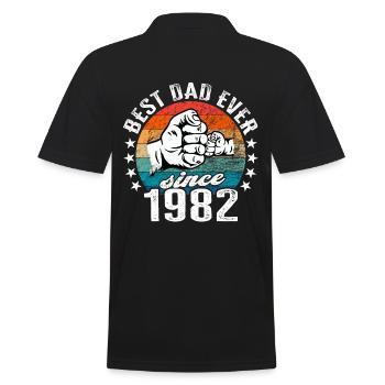Bester Papa der Welt seit 1982 Vatertag - Männer Poloshirt - Schwarz - Hinten - Kai (181cm)