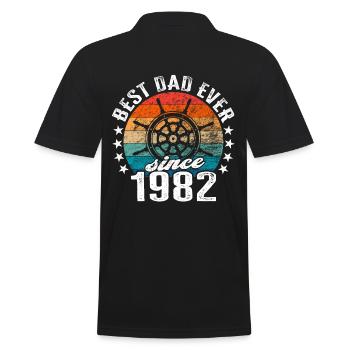 Bester Papa der Welt seit 1982 Kapitän - Männer Poloshirt - Schwarz - Hinten - Kai (181cm)