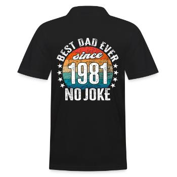 Bester Papa der Welt seit 1981 No Joke - Männer Poloshirt - Schwarz - Hinten - Kai (181cm)