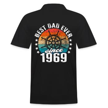 Bester Papa der Welt seit 1969 Kapitän - Männer Poloshirt - Schwarz - Hinten - Kai (181cm)