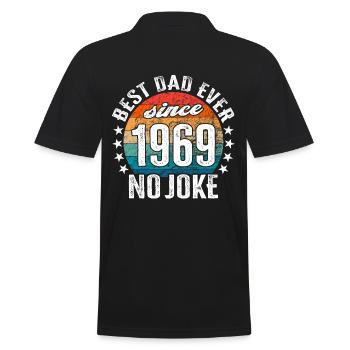 Bester Papa der Welt seit 1969 No Joke - Männer Poloshirt - Schwarz - Hinten - Kai (181cm)
