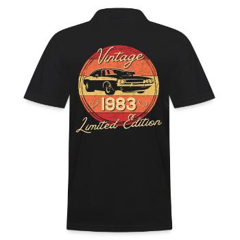 1983 Vintage, Limited Edition - Men's Polo Shirt - black - Back - Kai (181cm)