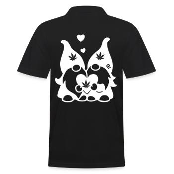 Kifferzwerge mit Hanf-Herz - Männer Poloshirt - Schwarz - Hinten - Kai (181cm)