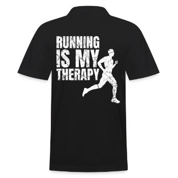 Running Is My Therapy Laufen - Men's Polo Shirt - black - Back - Kai (181cm)