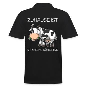 Zuhause Ist Wo Meine Kühe Sind Landwirt Bauer - Männer Poloshirt - Schwarz - Hinten - Kai (181cm)