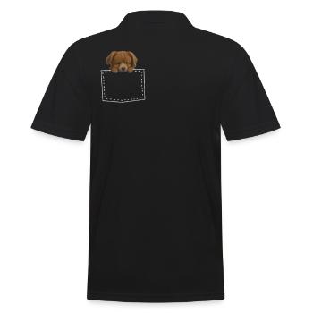 Chien dans la poche de poitrine levrette - Polo Homme - noir - Dos - Kai (181cm)