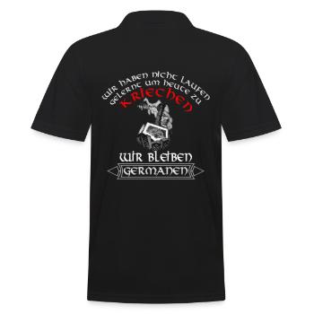Wir bleiben Germanen - Männer Poloshirt - Schwarz - Hinten - Kai (181cm)
