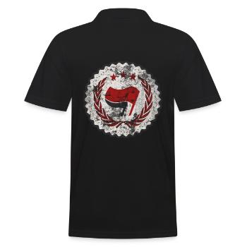 ANTIFA FCK FASCISM - Männer Poloshirt - Schwarz - Hinten - Kai (181cm)