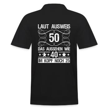Laut Ausweis 50 Geburtstagspruch lustig Geschenk - Männer Poloshirt - Schwarz - Hinten - Kai (181cm)