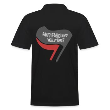 FLAGGE ANTIFA FLAGGEN ITALIENISCH ANTIFASCISMO - Männer Poloshirt - Schwarz - Hinten - Kai (181cm)