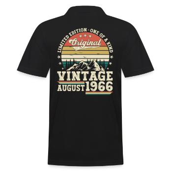 Original August Jahrgang 1966 56. Geburtstag - Männer Poloshirt - Schwarz - Hinten - Kai (181cm)