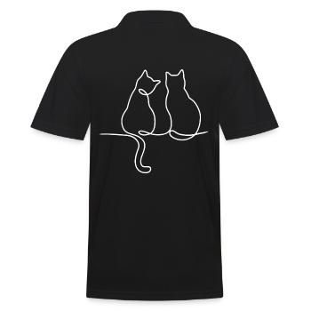 Lineart Katzen weiß - Männer Poloshirt - Schwarz - Hinten - Kai (181cm)