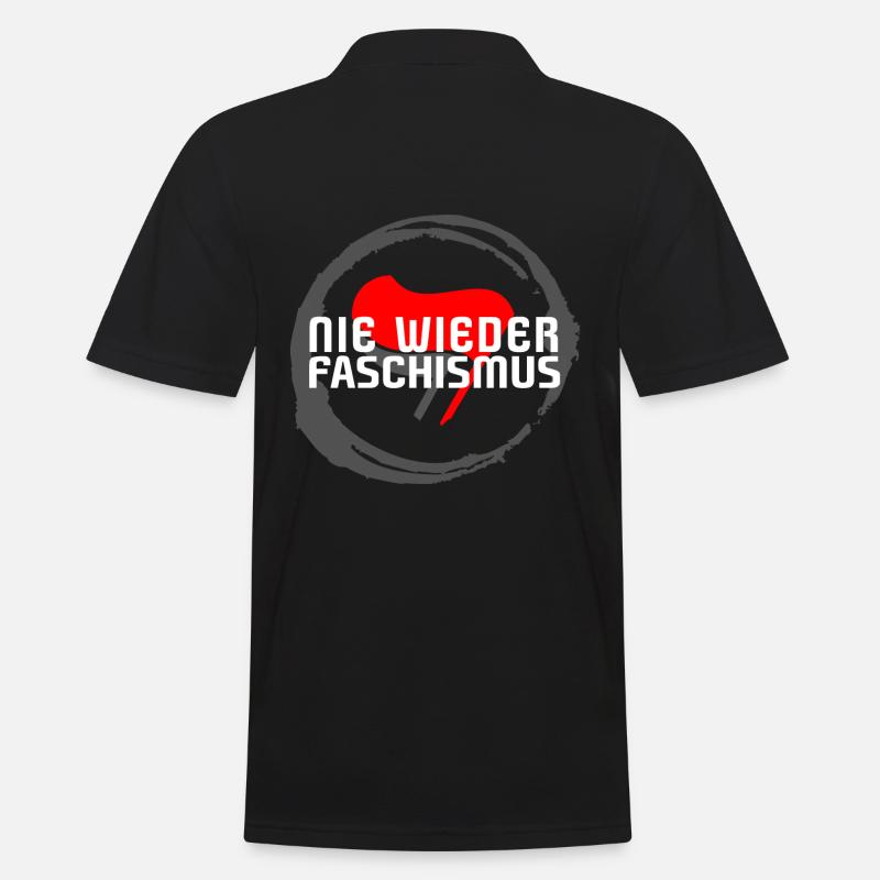 PLUS JAMAIS DE FASCISME - ANTIFASCISTES ! - Polo Homme - noir