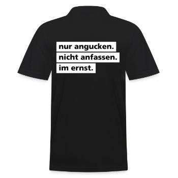 Nur angucken. Nicht anfassen. - Männer Poloshirt - Schwarz - Hinten - Kai (181cm)