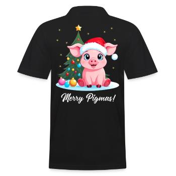 Schwein Weihnachten Landwirt Merry Pigmas - Männer Poloshirt - Schwarz - Hinten - Kai (181cm)