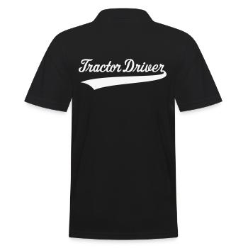 Traktorfahrer – Beschriftung (Farmer / Weiß) - Männer Poloshirt - Schwarz - Hinten - Kai (181cm)