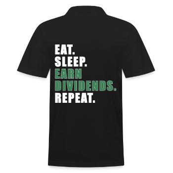 Eat Sleep Earn Dividends Repeat | Dividende Aktien - Männer Poloshirt - Schwarz - Hinten - Kai (181cm)