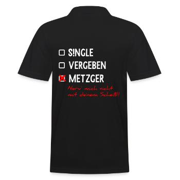 Single Häkchen Metzger lustig Sprüche Geschenk - Männer Poloshirt - Schwarz - Hinten - Kai (181cm)