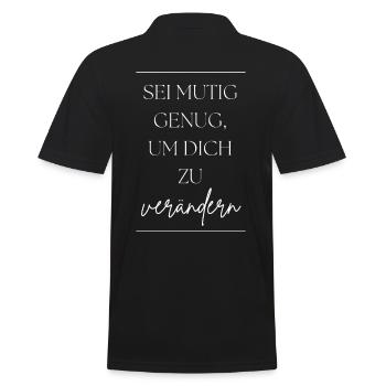 POSITIVE EINSTELLUNG MINDSET Motivation - Männer Poloshirt - Schwarz - Hinten - Kai (181cm)