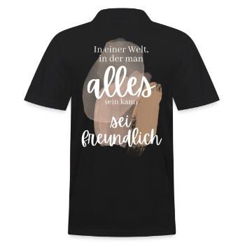 POSITIVE EINSTELLUNG MINDSET Motivation - Männer Poloshirt - Schwarz - Hinten - Kai (181cm)