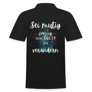 sei mutig POSITIVE EINSTELLUNG MINDSET Motivation - Männer Poloshirt - Schwarz - Hinten - Kai (181cm)