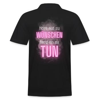 POSITIVE EINSTELLUNG MINDSET Motivation - Männer Poloshirt - Schwarz - Hinten - Kai (181cm)
