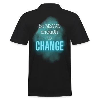 POSITIVE EINSTELLUNG MINDSET Motivation - Männer Poloshirt - Schwarz - Hinten - Kai (181cm)