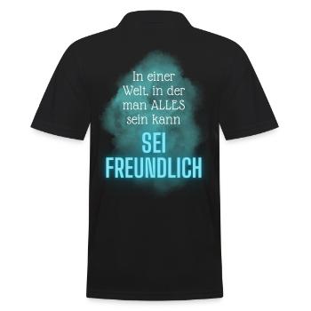 POSITIVE EINSTELLUNG MINDSET Motivation - Männer Poloshirt - Schwarz - Hinten - Kai (181cm)