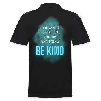 POSITIVE EINSTELLUNG MINDSET Motivation - Männer Poloshirt - Schwarz - Hinten - Kai (181cm)