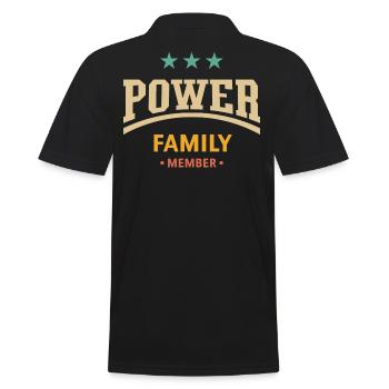 Power Family Member (Familie / Mitglied / 4C) - Männer Poloshirt - Schwarz - Hinten - Kai (181cm)