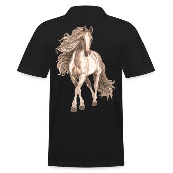 Pferdemotiv - Männer Poloshirt - Schwarz - Hinten - Kai (181cm)