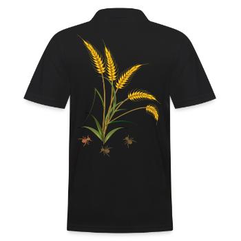 Kornähren mit Ameisen - Männer Poloshirt - Schwarz - Hinten - Kai (181cm)