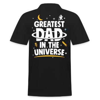 Father's Day Gift - Greatest Dad In The Universe - Men's Polo Shirt - black - Back - Kai (181cm)