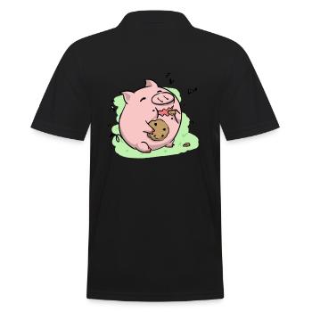 Piggy Kawaii Biscuit Cochon Porc - Polo Homme - noir - Dos - Kai (181cm)