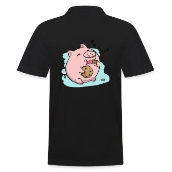 Keks Schwein - Männer Poloshirt - Schwarz - Hinten - Kai (181cm)